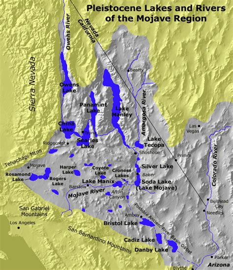 Map Of Pleistocene Lakes And Rivers Of The Mojave Region Nevada