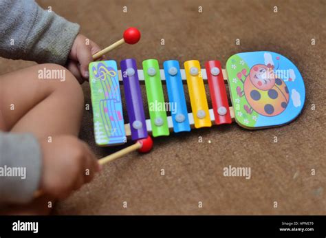 A Baby Playing Xylophone Stock Photo Alamy