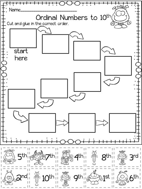 Ordinal Numbers For Kindergarten Worksheets