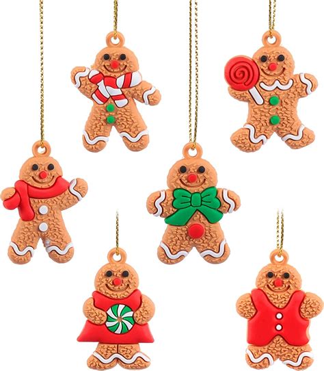 Pretyzoom 12pcs Christmas Gingerbread Man Ornaments Clay Gingerbread
