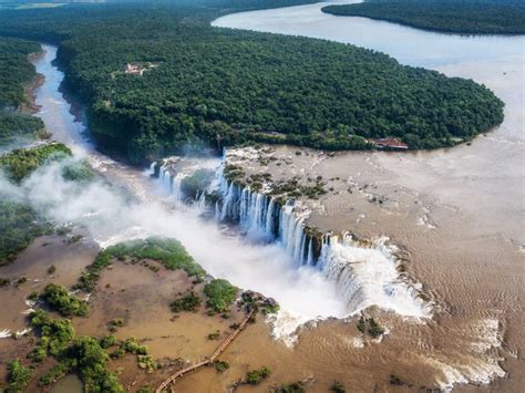 Iguazu Falls On The Border Of Argentina And Brazil Aerial View Stock