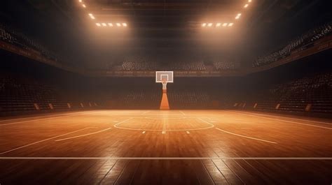 Premium Ai Image Basketball Court Sport Arena With Lights 3d Render