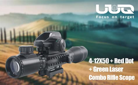 Uuq C4 12x50 Rifle Scope Dual Illuminated Reticle Wgreen Laser Sight