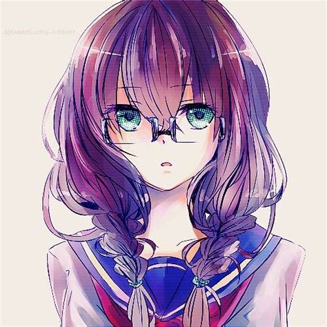 ×anime Girl× Brown Hair Blue Green Eyes Glasses Uniform Anime Love Anime Girls Manga Girl
