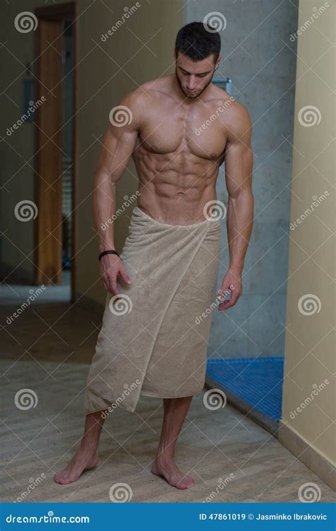 Beautiful Muscular Man With The Towel Stock Photo Image 47861019