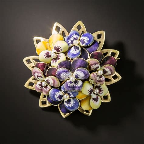 Mid Century Enamel Flower Pin