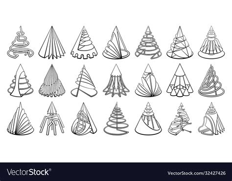 Set 3d Geometric Shapes Cone Designs Royalty Free Vector