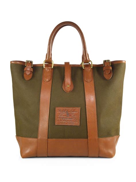 Widest selection of new season & sale only at lyst.co.uk. Polo Ralph Lauren Heritage Canvas Tote Bag in Olive-Tan ...
