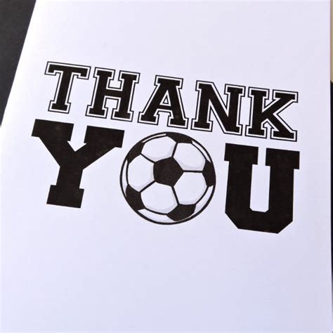 Soccer Thank You Card Blank For Your Message Includes Black Envelope
