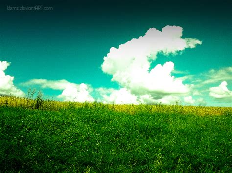 Green Grass And Blue Sky By Klemzi On Deviantart