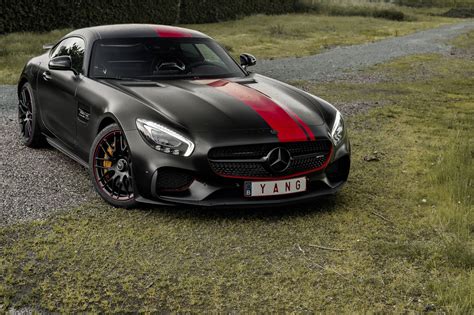 Satin Black Mercedes Amg Gt S With Dragon Red Stripes Carhoots