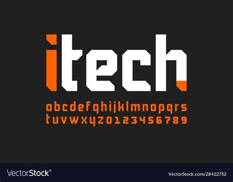 Techno Style Font Alphabet Letters And Numbers Vector Image