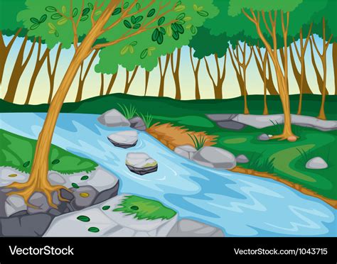 River Flowing In Nature Royalty Free Vector Image