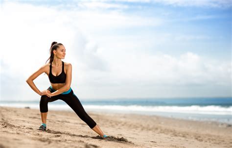 Wallpaper Beach Workout Stretching Images For Desktop Section спорт