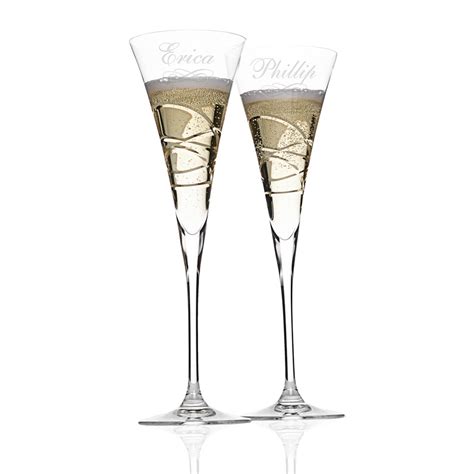 Silhouette Personalized Lenox Crystal Champagne Toasting Flutes