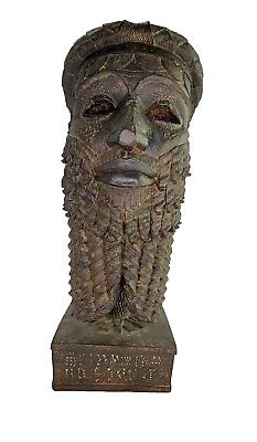 Sargon Of Akkad Replica Museum Store Statue With Book Assyrian Head