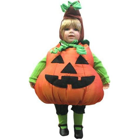 20 Porcelain Halloween Doll In Pumpkin Costume By Fhp