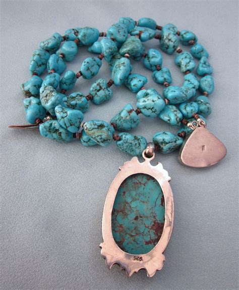Fabulous Turquoise Necklace With Sterling And Turquoise Pendant From Delmartwo On Ruby Lane