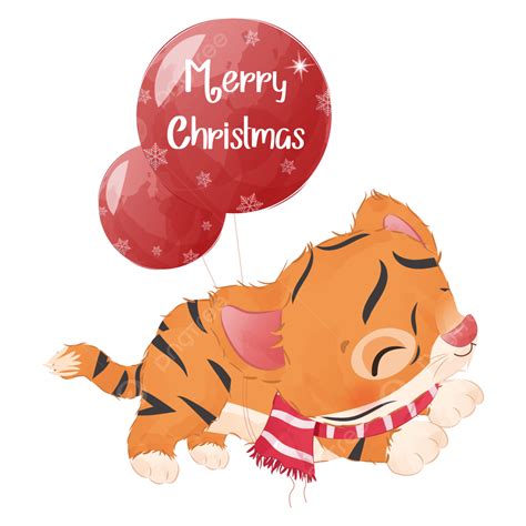 Gambar Bayi Harimau Lucu Untuk Dekorasi Natal Ilustrasi Harimau Hari