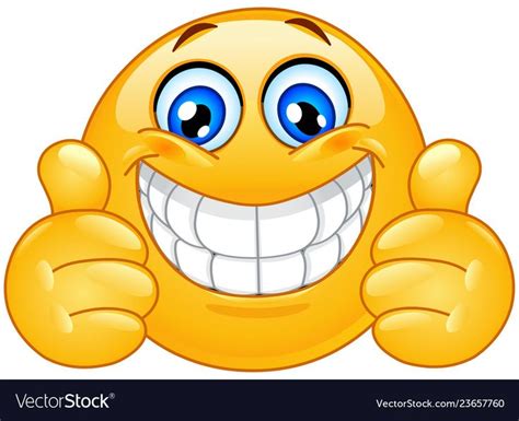 Big Smile Emoticon With Thumbs Up Royalty Free Vector Image