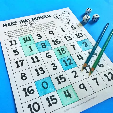 6 Dice Games For Math That Are Simple And Fun Freebie The Average Teacher