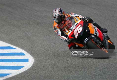 Spanish Moto Gp Rider Dani Pedrosa Takes A Curve In Jerez 26 March