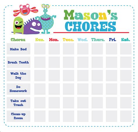 Cute Monsters Chore Board Dry Erase Chore Board Chore Charts
