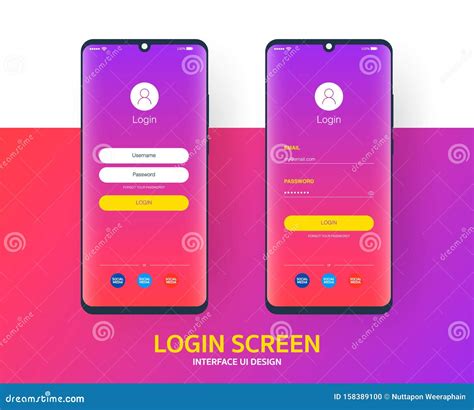Login Screen Smartphone Interface Vector Template Mobile App Page
