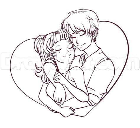 Anime Couples Hugging To Draw
