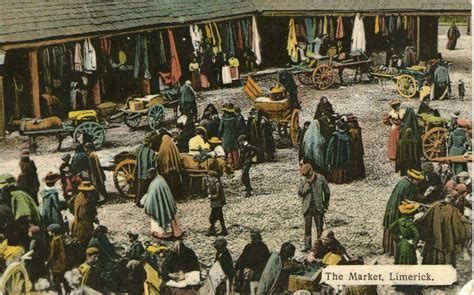 Old Postcard Of The Limerick Milk Market Limerick City Ireland