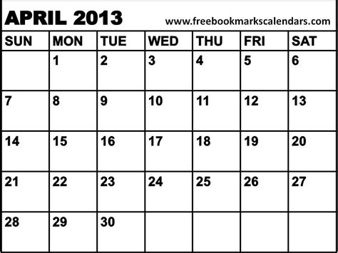 6 Best Images Of April 2013 Calendar Printable Monthly Printable