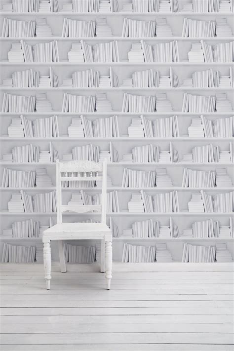Wallpaper White Bookshelf By Mineheart