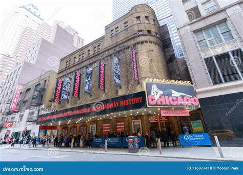 Facade Of Chicago Musical Building In Broadway Manhattan Editorial