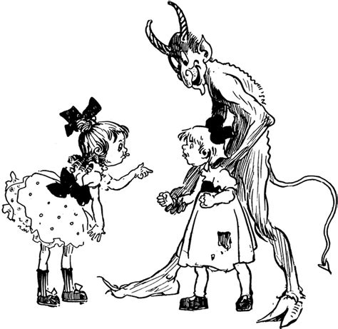 Two Young Girls And Satan Clipart Etc