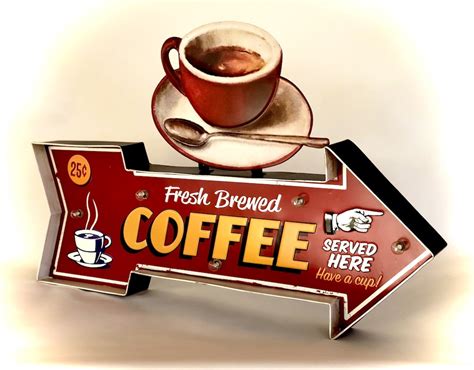Vintage Coffee Sign For Coffee Shop Fresh Brewed Coffee Served Here
