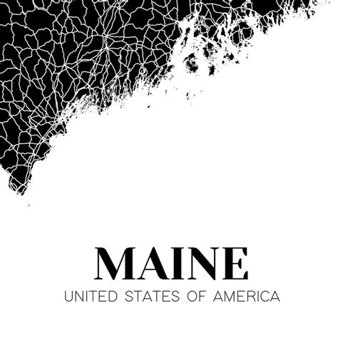 Map Of Maine Printable Maine Map Print Printable Me Map Etsy