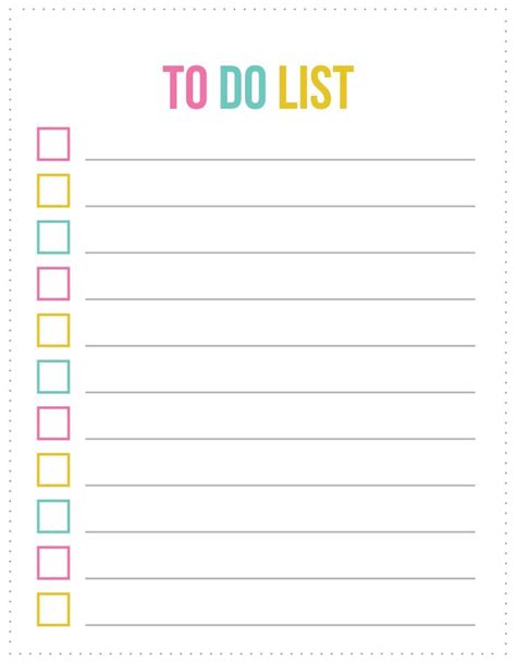 Cute Printable To Do List Template Free To Do List To Do Lists