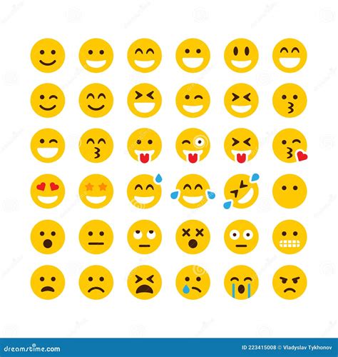 Set Of Emoticons Set Of Emoji Smile Colorful Vector Icons Isolated