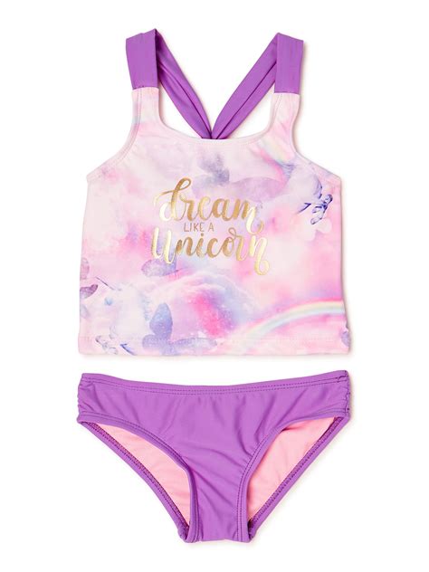 Limited Too Toddler Girls Tie Dye Graphic Tankini Swimsuit With Upf