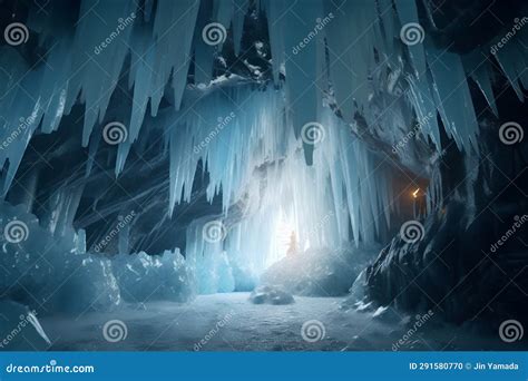 Ice Cave In The Mountains 3d Rendering 3d Illustration Stock