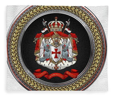 knights templar coat of arms special edition over white leather fleece blanket by serge