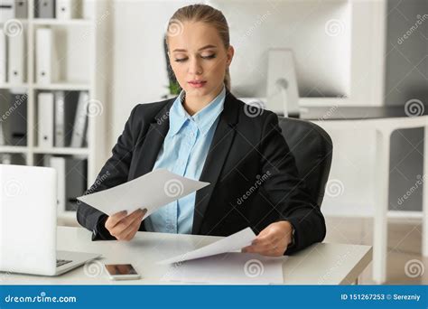 Beautiful Female Secretary Working In Office Stock Image Image Of