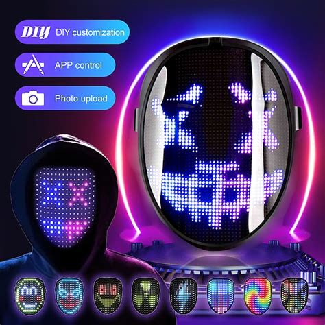 Halloween Mask Face Transforming Led Mask Gesture Control Purge Glow