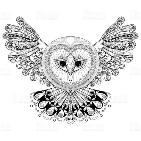 Coloring Page With Owl Hand Drawing Illustration Tri Royalty Free