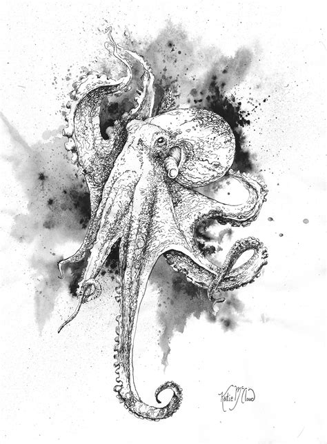 Octopus Pen And Ink Drawing Handmade Original Artwork And Etsy Canada