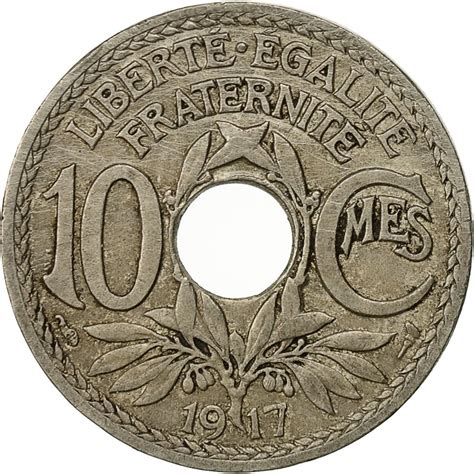 522985 France Lindauer 10 Centimes 1917 Paris Tb Copper Nickel