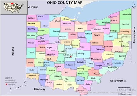 Ohio County Map List Of Counties In Ohio With Seats