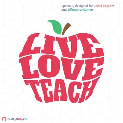 Live Love Teach SVG Teacher Apple Instant Download Cutting | Etsy