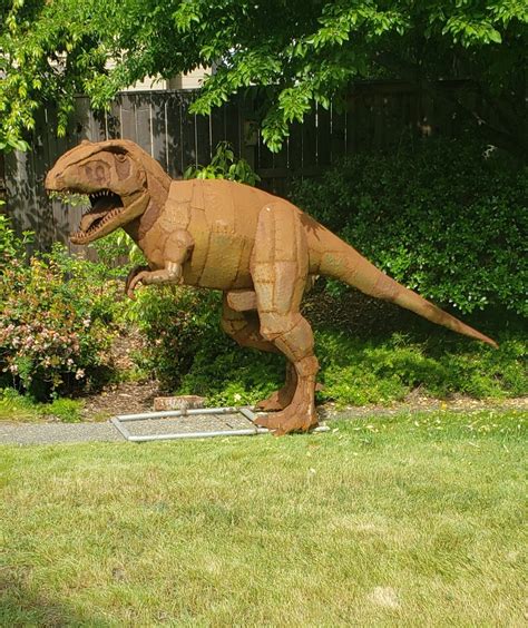 Sheet Metal T Rex Dinosaur Garden Statue And Yard Art The Metal Zoo