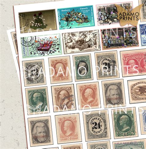 Old Postage Stamps Faux Stamp Ephemera Kit Digital Stamps Etsy